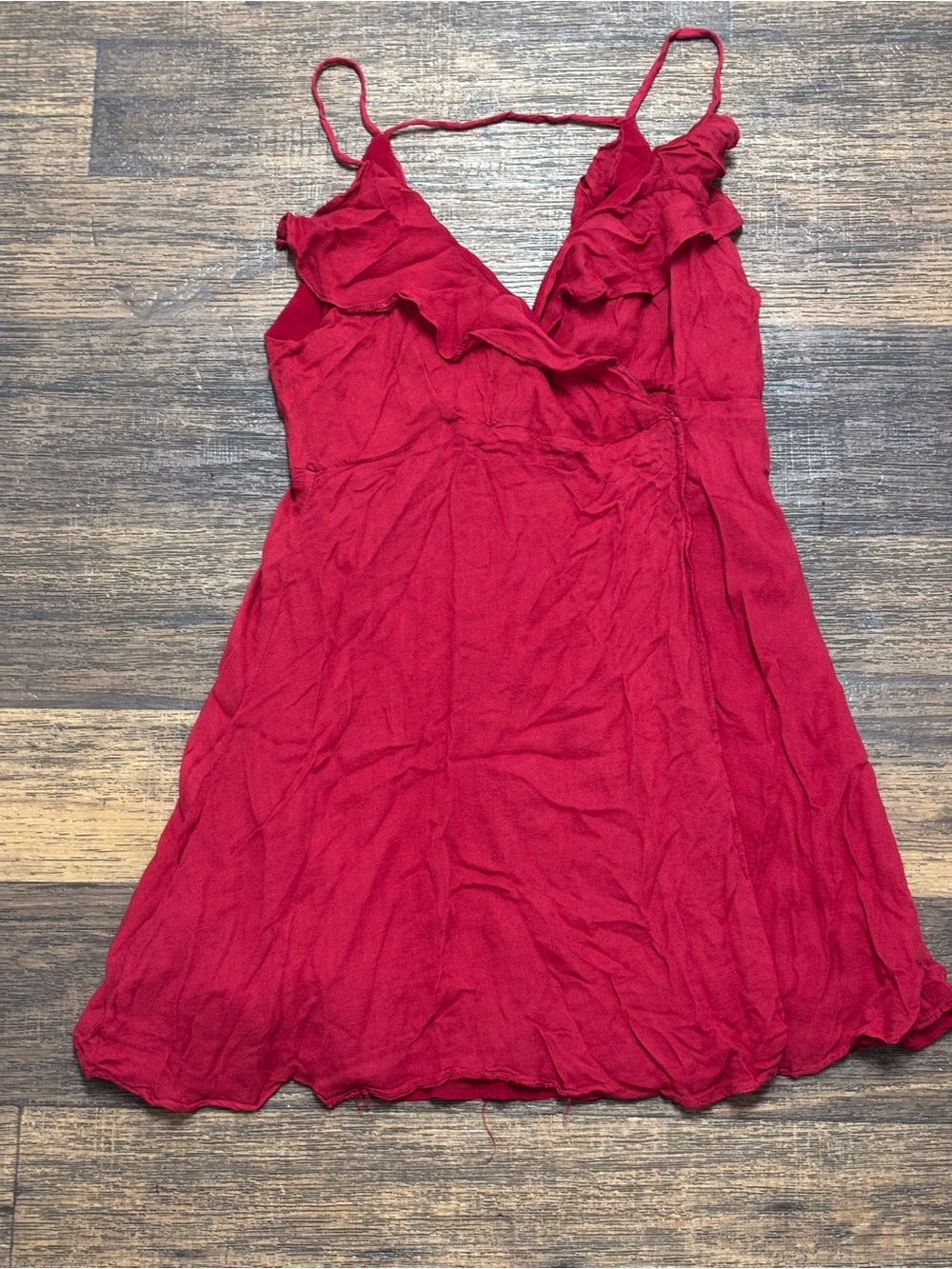 Red Ruffle V-Neck Mini Dress